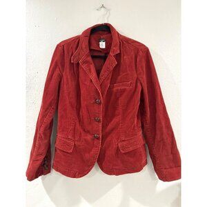 J Crew Burnt Orange Cotton Corduroy Leather Buttons Blazer Women's